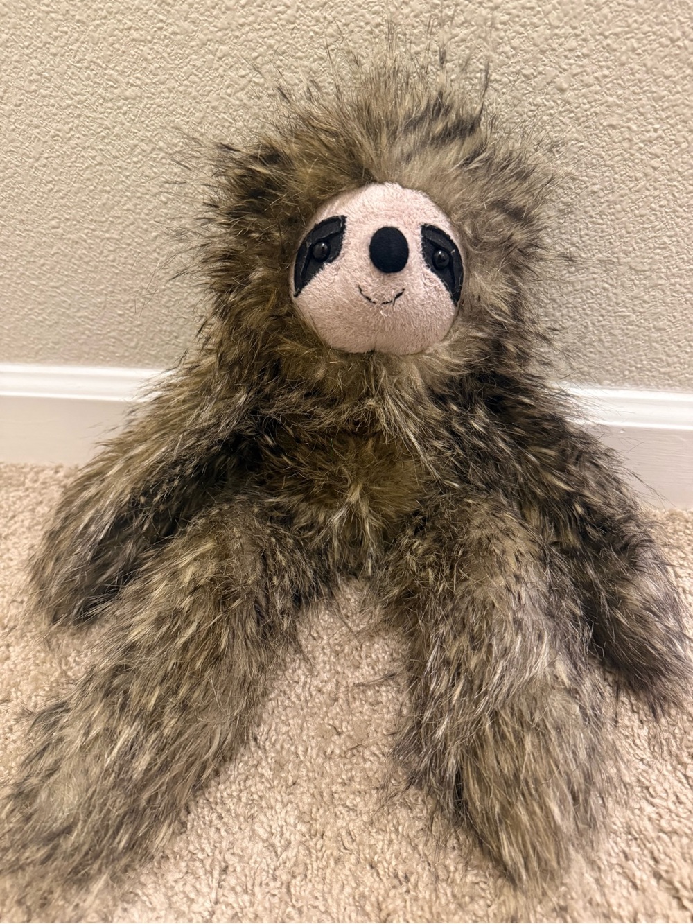 Jellycat Furry Sloth Plush in Brown and Cream